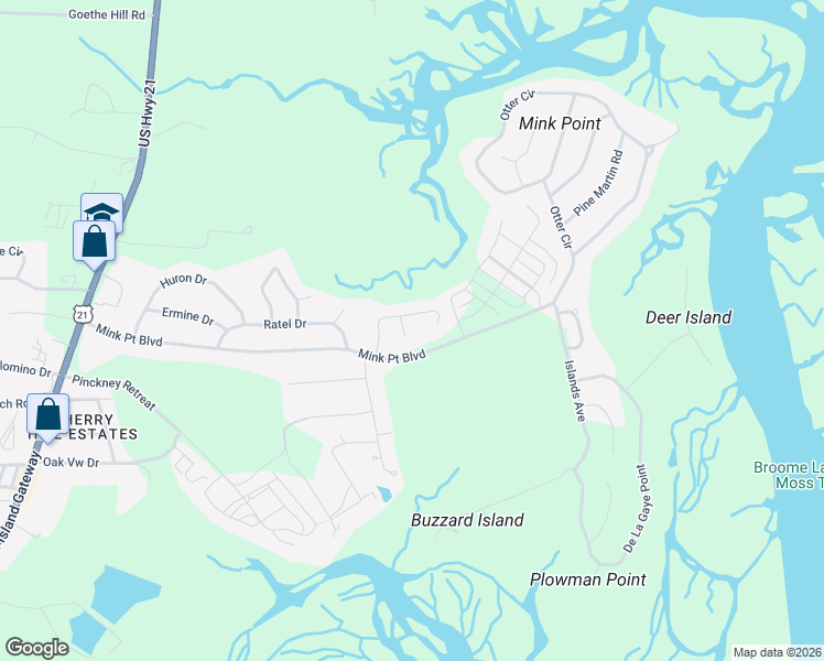 map of restaurants, bars, coffee shops, grocery stores, and more near 2013 Stone Marten Drive in Beaufort