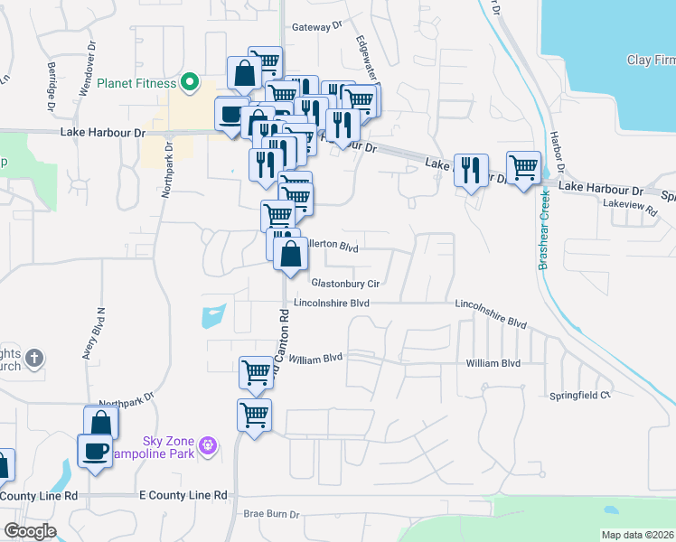 map of restaurants, bars, coffee shops, grocery stores, and more near 740 Wicklow Place in Ridgeland