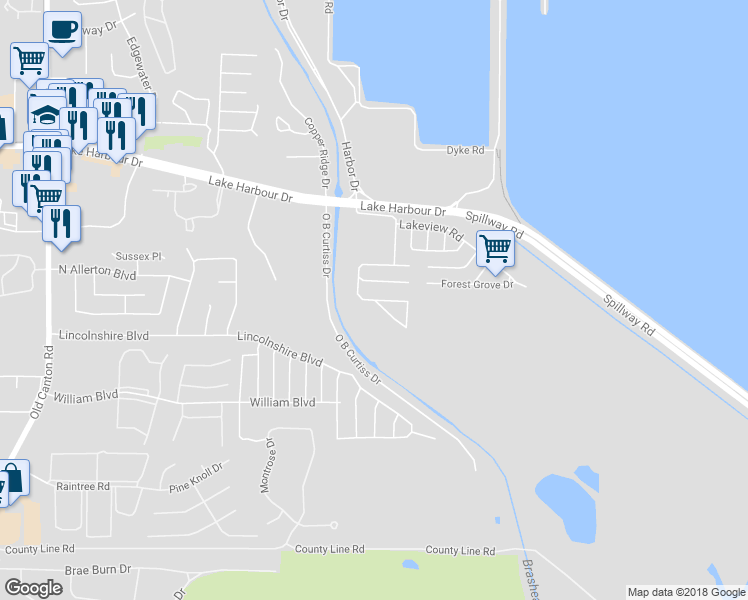 map of restaurants, bars, coffee shops, grocery stores, and more near 998 Shadow Lake Drive in Ridgeland
