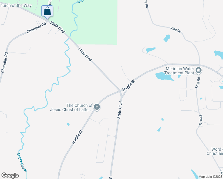 map of restaurants, bars, coffee shops, grocery stores, and more near 5700 North Hills Street in Meridian