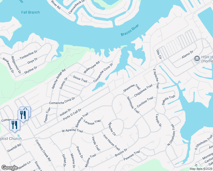 map of restaurants, bars, coffee shops, grocery stores, and more near 1134 Indian Drive in Granbury