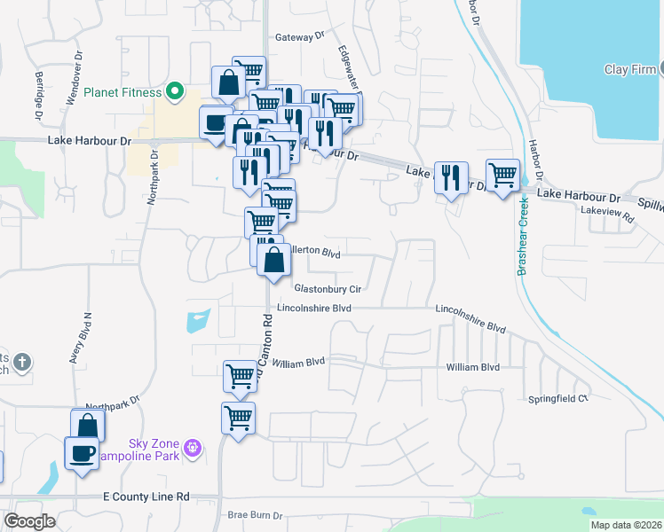 map of restaurants, bars, coffee shops, grocery stores, and more near 740 Wicklow Place in Ridgeland