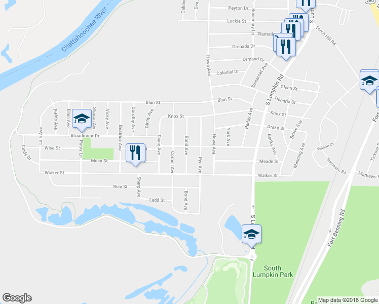 map of restaurants, bars, coffee shops, grocery stores, and more near 2408 Bond Avenue in Columbus