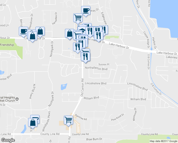 map of restaurants, bars, coffee shops, grocery stores, and more near 906 Glastonbury Cir in Ridgeland