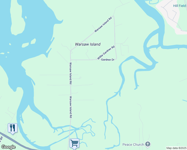 map of restaurants, bars, coffee shops, grocery stores, and more near 50 Gardner Drive in Saint Helena Island