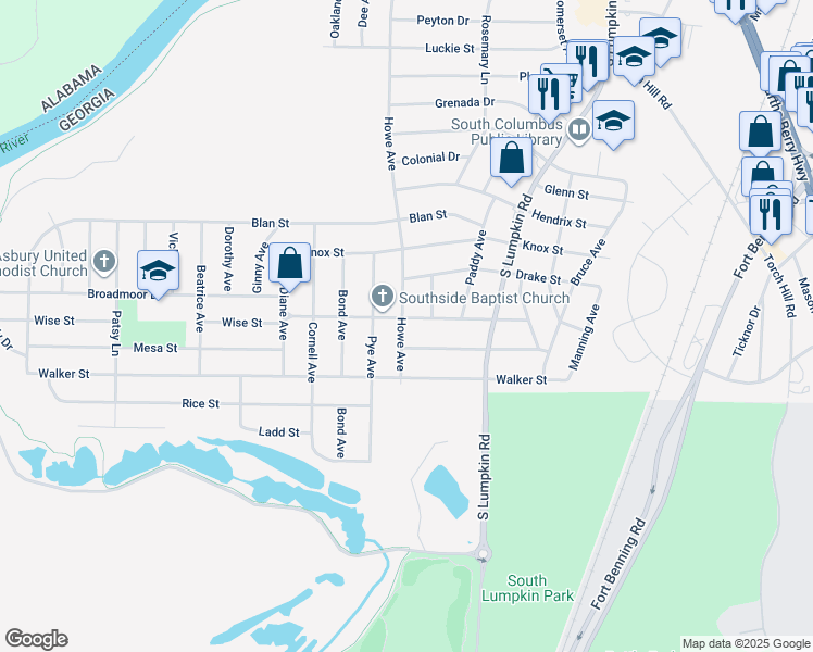 map of restaurants, bars, coffee shops, grocery stores, and more near 3002 Wise St in Columbus