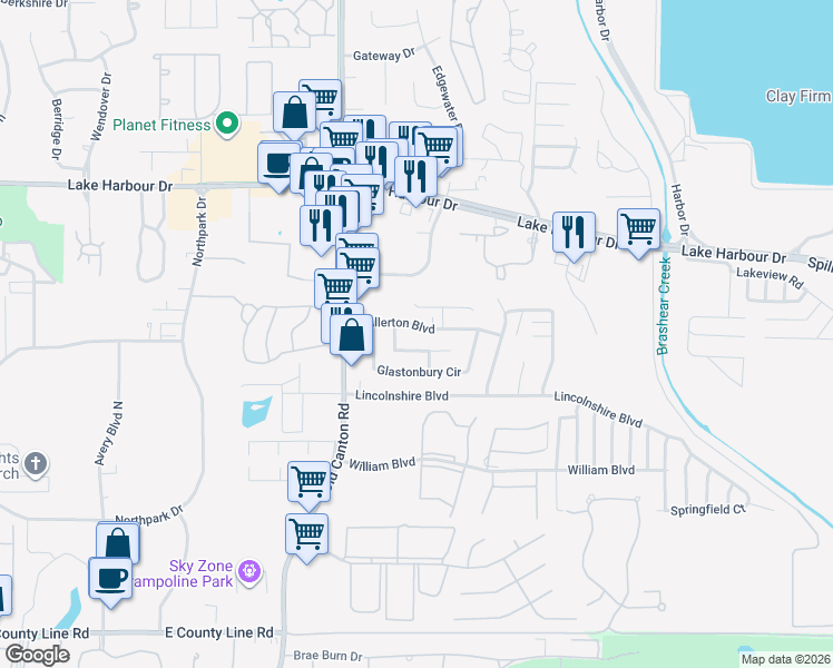 map of restaurants, bars, coffee shops, grocery stores, and more near 740 Wicklow Place in Ridgeland