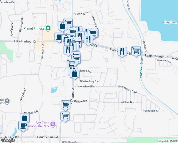 map of restaurants, bars, coffee shops, grocery stores, and more near 740 Wicklow Place in Ridgeland