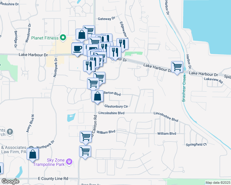 map of restaurants, bars, coffee shops, grocery stores, and more near 740 Wicklow Place in Ridgeland