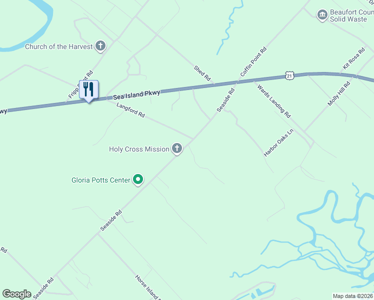 map of restaurants, bars, coffee shops, grocery stores, and more near 81 Seaside Road in Saint Helena Island