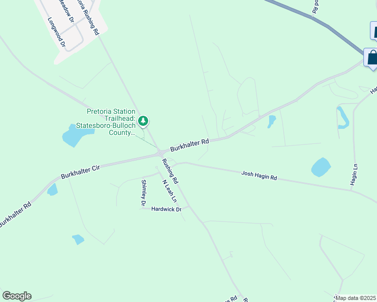 map of restaurants, bars, coffee shops, grocery stores, and more near 8497-8998 Burkhalter Road in Statesboro