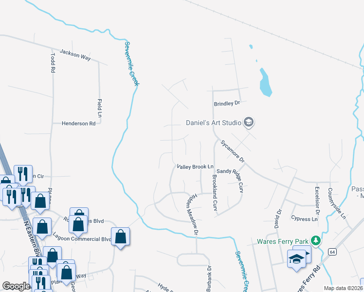 map of restaurants, bars, coffee shops, grocery stores, and more near 6054 Karen Valley Cove in Montgomery