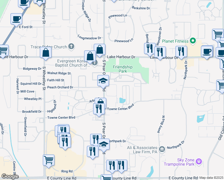 map of restaurants, bars, coffee shops, grocery stores, and more near in Ridgeland