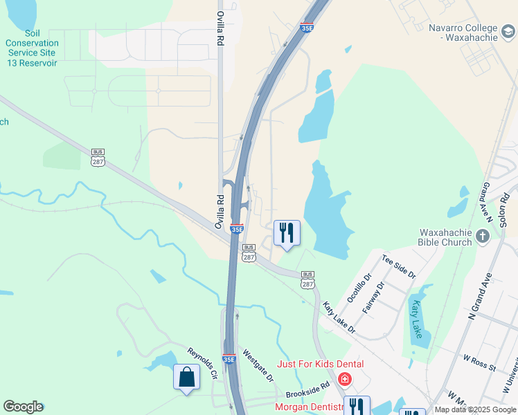 map of restaurants, bars, coffee shops, grocery stores, and more near 200 North Interstate 35 East Service Road in Waxahachie