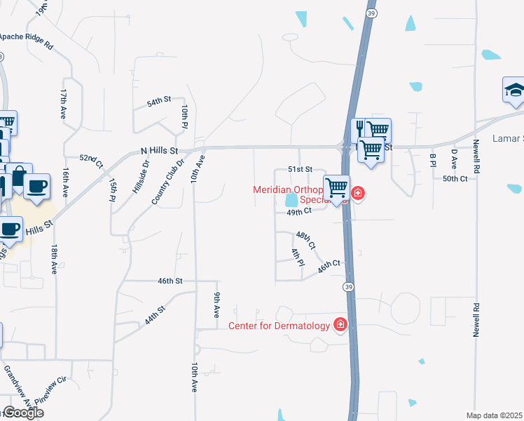 map of restaurants, bars, coffee shops, grocery stores, and more near 4900 6th Place in Meridian