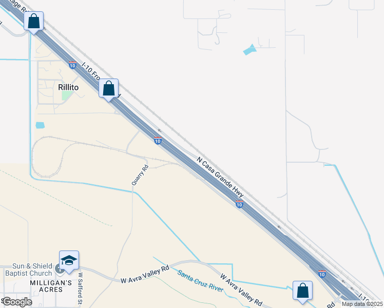 map of restaurants, bars, coffee shops, grocery stores, and more near 11115 North Casa Grande Highway in Tucson