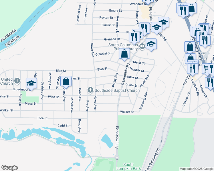 map of restaurants, bars, coffee shops, grocery stores, and more near 3040 Drake Street in Columbus