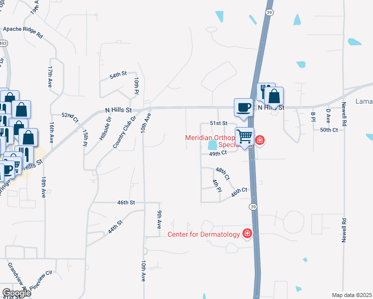 map of restaurants, bars, coffee shops, grocery stores, and more near 4900 6th Place in Meridian