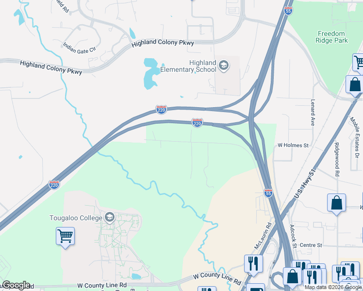 map of restaurants, bars, coffee shops, grocery stores, and more near 6931 Richmond Grove Rd in Jackson