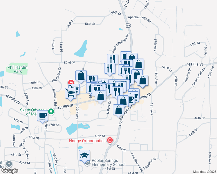 map of restaurants, bars, coffee shops, grocery stores, and more near 2309 Old North Hills St in Meridian