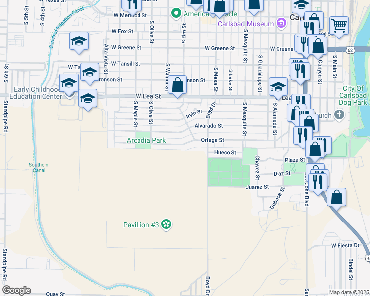 map of restaurants, bars, coffee shops, grocery stores, and more near 1109 Ortega St in Carlsbad