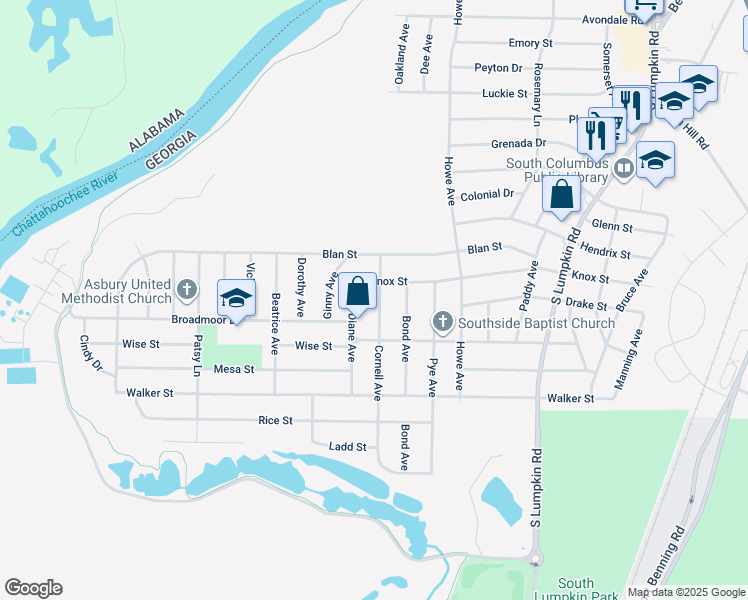 map of restaurants, bars, coffee shops, grocery stores, and more near 2315 Cornell Avenue in Columbus