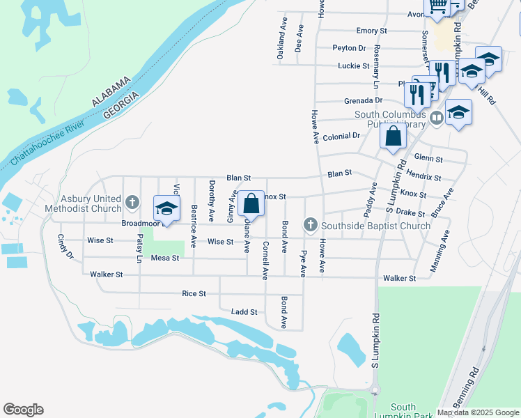 map of restaurants, bars, coffee shops, grocery stores, and more near 2315 Cornell Avenue in Columbus