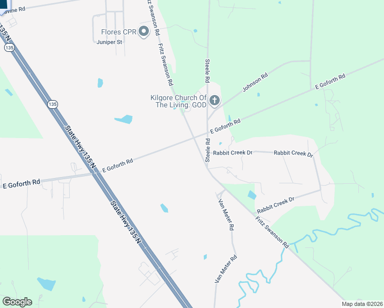 map of restaurants, bars, coffee shops, grocery stores, and more near 2506 Fritz Swanson Rd in Kilgore