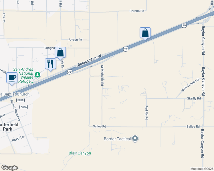 map of restaurants, bars, coffee shops, grocery stores, and more near 9864 Baraka Court in Las Cruces
