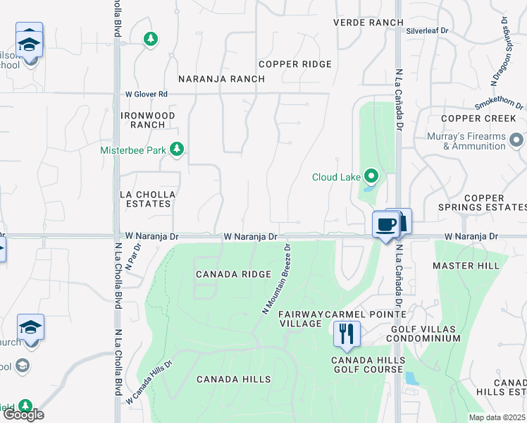 map of restaurants, bars, coffee shops, grocery stores, and more near 11230 North Placita Alameda Dorada in Tucson