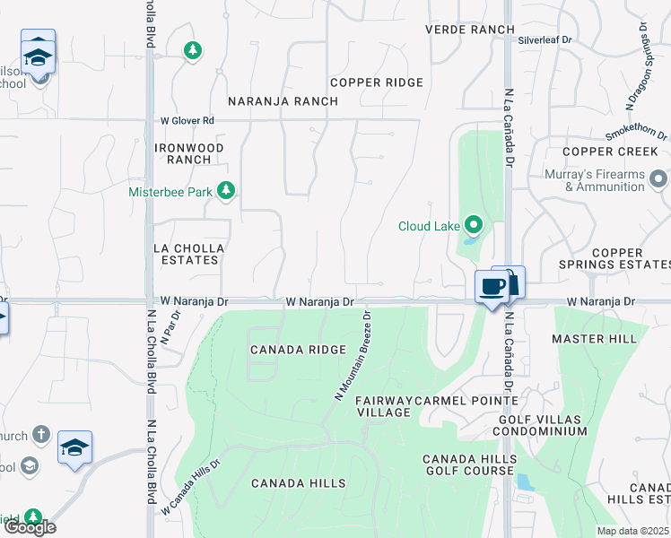 map of restaurants, bars, coffee shops, grocery stores, and more near 11230 North Placita Alameda Dorada in Tucson