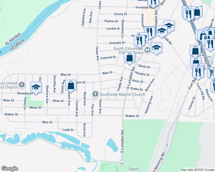 map of restaurants, bars, coffee shops, grocery stores, and more near 3040 Drake Street in Columbus