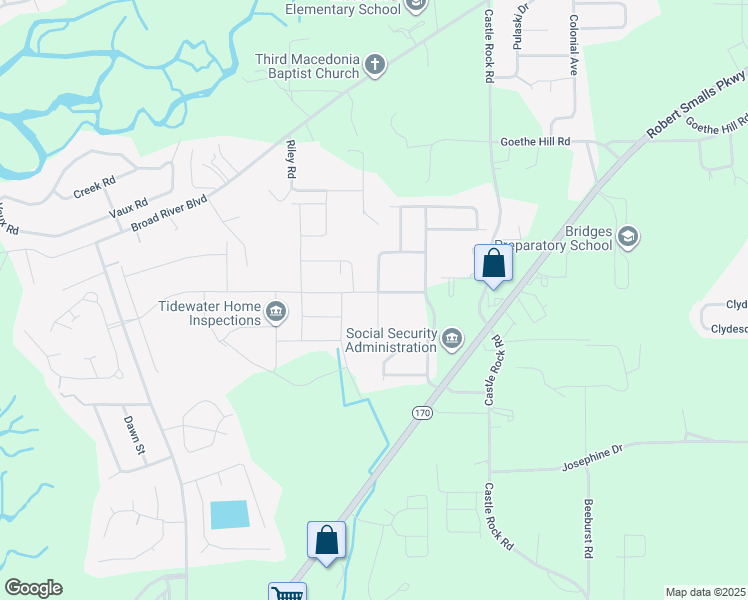 map of restaurants, bars, coffee shops, grocery stores, and more near 11 Seneca Way in Beaufort