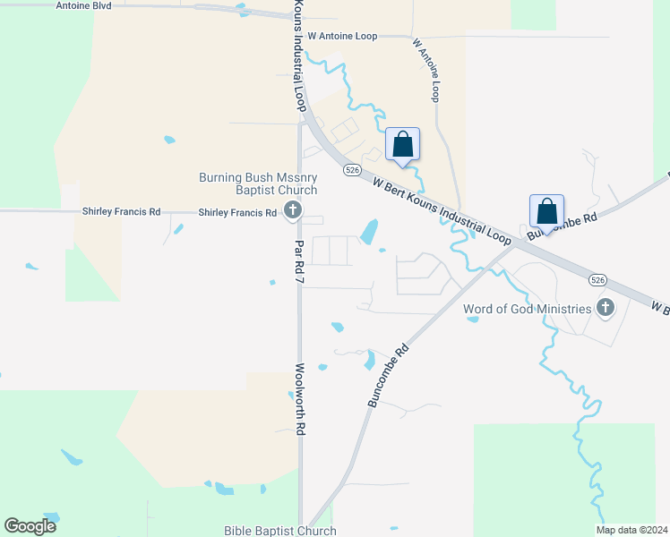 map of restaurants, bars, coffee shops, grocery stores, and more near 6831 Sagewood Drive in Shreveport