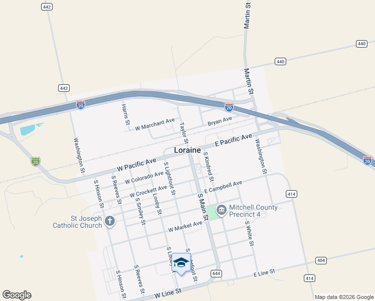 map of restaurants, bars, coffee shops, grocery stores, and more near in Loraine