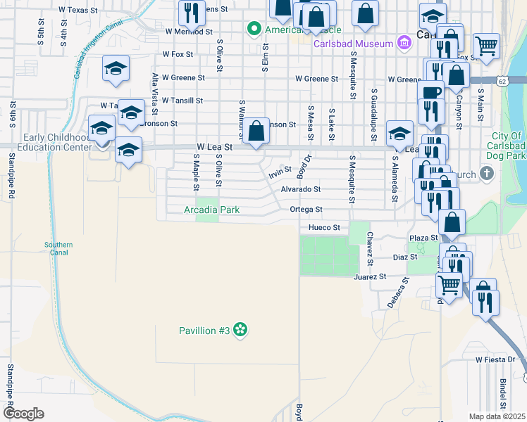 map of restaurants, bars, coffee shops, grocery stores, and more near 1109 Ortega Street in Carlsbad