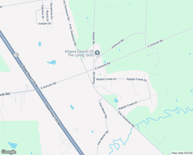 map of restaurants, bars, coffee shops, grocery stores, and more near 886 Steele Road in Kilgore