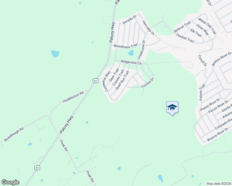 map of restaurants, bars, coffee shops, grocery stores, and more near 2623 Coyote Trail in Granbury
