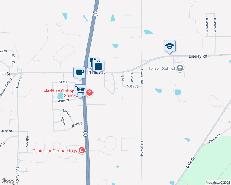 map of restaurants, bars, coffee shops, grocery stores, and more near 200 North Hills Street in Meridian