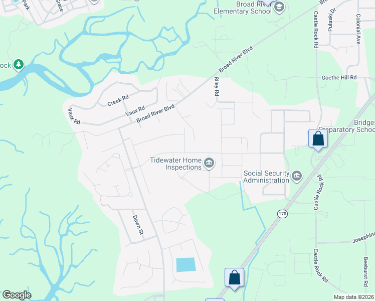 map of restaurants, bars, coffee shops, grocery stores, and more near 5 Coosawhatchie Way in Beaufort