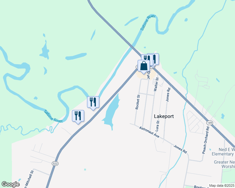 map of restaurants, bars, coffee shops, grocery stores, and more near 1026 Gardiner Mitchell Parkway in Longview