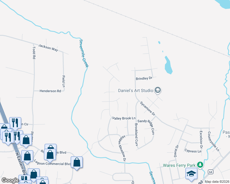 map of restaurants, bars, coffee shops, grocery stores, and more near 6099 Hobbie Brook Cove in Montgomery