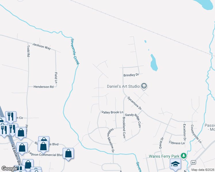 map of restaurants, bars, coffee shops, grocery stores, and more near 6099 Hobbie Brook Cove in Montgomery
