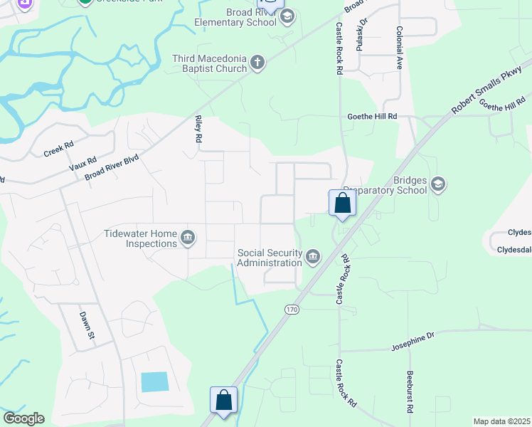 map of restaurants, bars, coffee shops, grocery stores, and more near 27 Pennyroyal Way in Beaufort