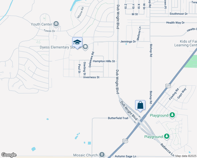 map of restaurants, bars, coffee shops, grocery stores, and more near 6625 Inverness Street in Abilene