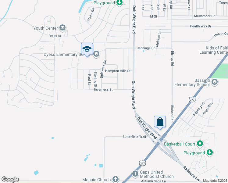map of restaurants, bars, coffee shops, grocery stores, and more near 6609 Inverness Street in Abilene