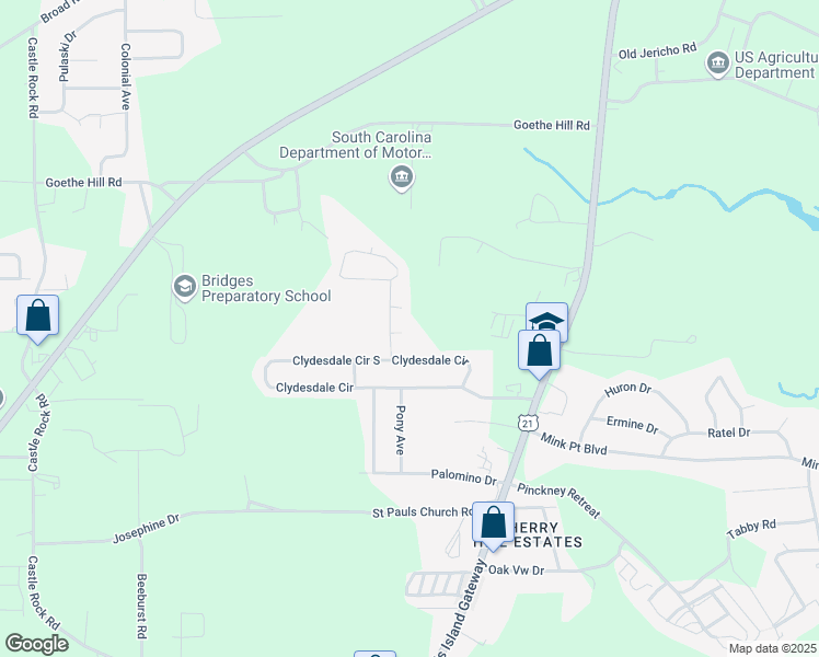 map of restaurants, bars, coffee shops, grocery stores, and more near 5 Appaloosa Court in Beaufort