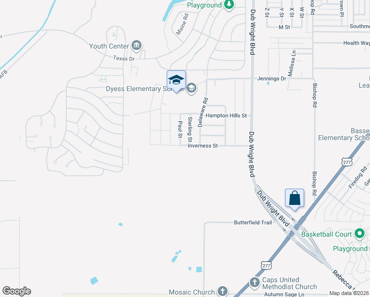 map of restaurants, bars, coffee shops, grocery stores, and more near 6741 Inverness Street in Abilene