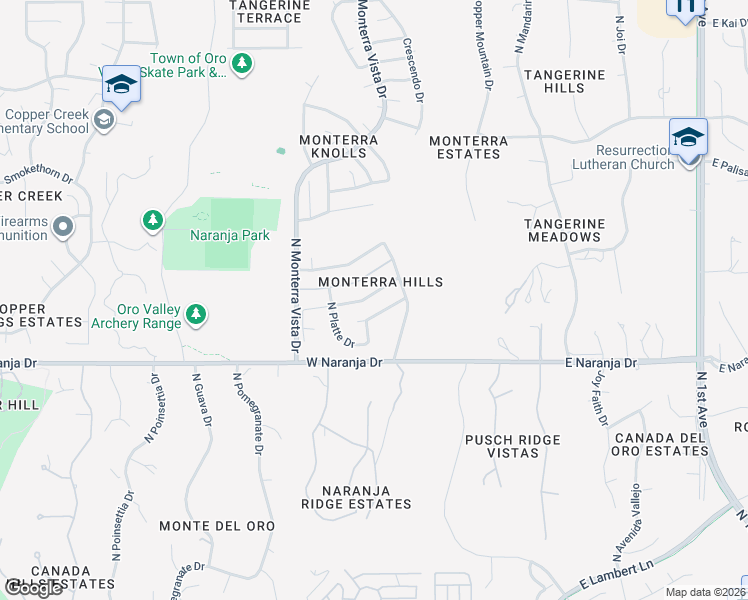 map of restaurants, bars, coffee shops, grocery stores, and more near 300 Ajax Peak Road in Tucson
