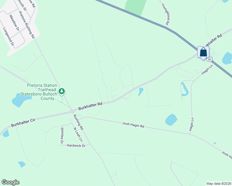 map of restaurants, bars, coffee shops, grocery stores, and more near Trellis Court in Statesboro